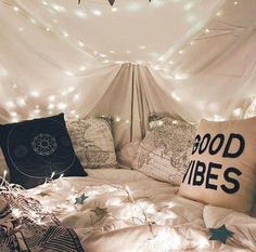 the instagram page shows an image of a bed with lights on it