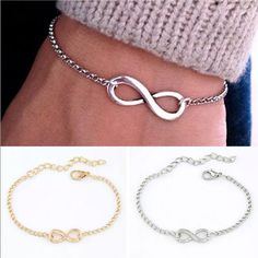 Dainty Infinity Charm Bracelet In Gold Or Silver Color. Gold Infinity Bracelet, Infinity Charm Bracelet, Silver Infinity Bracelets, Titanium Bracelet, Chain Bracelets, Summer Bracelets, Gold Bracelet Chain, Rose Gold Bracelet, Bracelet Bangle