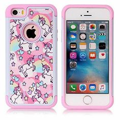 an iphone case with unicorns and stars on it