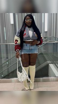 Red Skirt Outfit Black Women, Thigh Boots Outfit Black Women, Thigh High Boots Outfit Black Women, Fall Outfit Plus, Fall Outfit Plus Size, Concert Outfit Ideas, Clothing Aesthetic, Homecoming Outfits