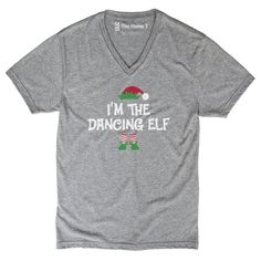 a gray t - shirt with the words i'm the fitting elf on it