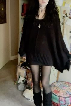 @fairyemil  depop: fairyemil ♡ Simple Goth Fashion, Dark Outfits Girl, Comfortable Goth Outfit, Goth Simple Outfits, Goth Outfits Simple, Emo Tights, Simple Emo Outfits, Simple Goth Outfits, Simple Grunge Outfits