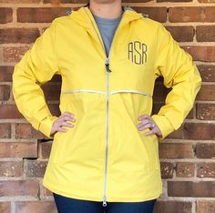 Cute and stylish rainy days are waiting for you with this beautiful high quality monogrammed River New Englander Yellow / Buttercup Rain Jacket! These rain coats are designed to protect you against the wind and the rain! Available with next day shipping for your convenience. You do not need to wait 2 weeks any more for Charles River Monogrammed Rain Jackets. I will monogram and ship out next day. This listing is for Buttercup (Yellow) Charles River Monogrammed Rain Jacket. Please check my other Cheap Yellow Long Sleeve Raincoat, Monogrammed Rain Jacket, Charles River Rain Jacket, Dental Assistant Shirts, Raincoat Outfit, Lilly Pulitzer Inspired, Monogram Sweatshirt, Charles River, Bridemaids Gifts