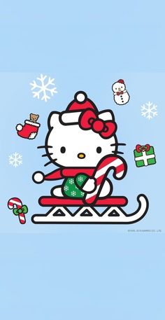 an image of a hello kitty on a sled