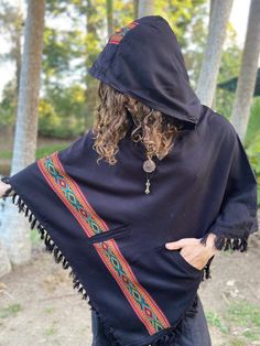 Meet Our Handmade High-Quality Cashmere Yak Wool Poncho . . . Featuring beautiful tribal embroidery . . . it has a large hood and two pockets . . . One size fits all . . . ~~~~~~~~~~~~~~~~~~~~~~~~~~~~~~~~~~~~~~~~~~~~~ Measurements: From neck to tip 88cm (35 inches) Hood size 37cm (15 inches) ~~~~~~~~~~~~~~~~~~~~~~~~~~~~~~~~~~~~~~~~~~~~~ Mens Kimono Jacket, Ritual Clothing, Poncho With Hood, Mens Poncho, Ceremonial Clothing, Instagram Community, Male Kimono, Hemp Clothing, Viking Clothing