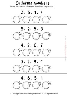 ordering numbers worksheet for children to learn how to count the numbers in order