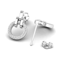 This Open Circle Diamond Stud Earrings combine the timeless elegance of diamonds with a modern, minimalist design. Perfect for any occasion, these earrings add a touch of sophistication and sophistication to any outfit. Crafted with high-quality materials, they are a luxurious addition to any jewelry collection. Metal: 14K Gold Setting Type: Prong Rhodium Finish: Yes, on White Gold Natural Diamond Details: Weight: 0.26 Quantity: 40 Average Cut: Very Good Average Color: G-H Average Clarity: SI1-S Minimalist White Gold Earrings For Evening, Modern Diamond Earrings For Gifts, Modern White Gold Hoop Earrings With Pave Setting, Elegant White Gold Hoop Earrings With Pave Setting, Timeless Pave Setting Earrings As Gift, Timeless Silver Diamond Earrings With Pave Setting, Timeless Diamond Earrings With Pave Setting For Evening, Elegant Sterling Silver Hoop Earrings With Pave Setting, Minimalist Round Diamond Earrings For Formal Occasions