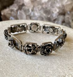 Beutiful Ornate Floral Italian Silver Peruzzi Vintage Art Nouveau Bracelet Adjustable Antique Silver Hallmarked Bracelet, Adjustable Antique Silver Hallmarked Bracelets, Formal Adjustable Flower Bracelets, Adjustable Flower Bracelets For Formal Occasions, Ornate Oxidized Finish Bracelets As Gift, Ornate Adjustable Bracelets For Anniversary, Adjustable Victorian Bracelet For Anniversary, Victorian Metal Bracelet For Gift, Ornate Oxidized Bracelet For Formal Occasions