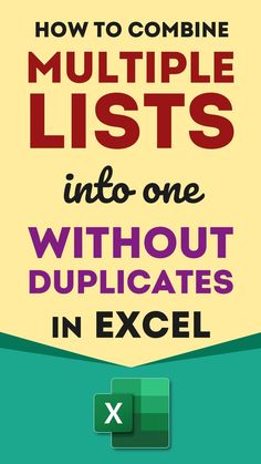 dynamic combine merge two or multiple lists without duplicates in Excel Learning Excel, Learn Excel, Excel Shortcuts