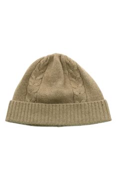 Add a cozy element to your cold-weather look with this cuff beanie knit in a cable pattern from a blend of cashmere and lambswool. 50% cashmere, 40% lambswool, 10% nylon Dry clean Imported Cable Pattern, Knit Cuff, Panama Hat, Cable Knit, Cold Weather, Nordstrom Rack, Knitted Hats, Accessories Hats, Cashmere