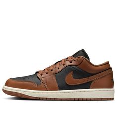 (WMNS) Air Jordan 1 Low 'Archaeo Brown' DC0774-021 Black And Brown Jordan 1, Brown And Black Jordans, Brown Leather Nike Air Force 1 For Sports, Brown Leather Nike Air Force 1 Sneakers, Brown Jordan 1, Jordan Maron, Nike Air Jordan Low, Air Jordan Low, Wmns Air Jordan 1