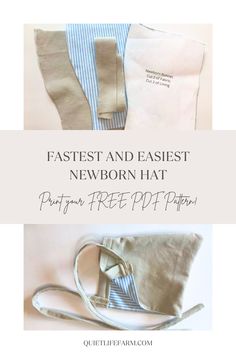 two different types of clothing with the words fastest and easier newborn hat on top of them