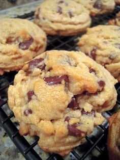 chocolate chip cookies cooling on the grill