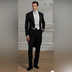 Such A Rare Find Brioni Men’s Tuxedo Suit Set For Nieman Marcus Long Tailed Black In Perfect Condition. 10 Out Of 10. 100% Wool Measurements Jacket Armpit To Armpit: 40 Inches Length To Long Back: 46 Inches Length Of Front: 24 Inches Pants Waist: 30 Inches Inseam: 35 Inches Length: 46 Inches S Elegant Black Three-piece Suit For Winter, Elegant Black Outerwear For Black-tie Events, Elegant Three-piece Suit For Winter Party, Elegant Winter Three-piece Party Suit, Elegant Black Winter Suits, Elegant Black Winter Tuxedo, Elegant Black Wedding Outerwear, Tail Coat Suit, Armani Suit