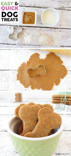 dog treats in a bowl with the words easy and quick dog treats