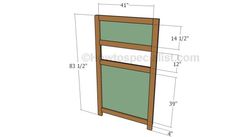 the measurements for a bookcase with two shelves on each side and one door open