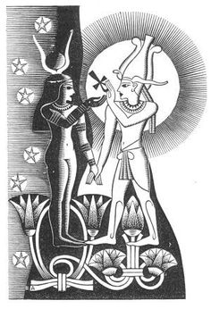 an old black and white drawing of two people