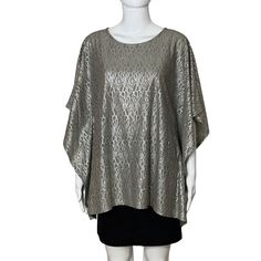 Chicos Women Size S / M Blouse Gray Silver Poncho Top Dolman Blouson Tunic New Condition: New With Tags, Brand: Chicos Material: Polyester, Rayon Enrich Your Wardrobe A Touch Of Shine. With A Bateau Neckline And Elbow Sleeves, This Foiled Poncho Offers Easy Elegance. No-Wrinkle, . Foiled Fabric Is Custom-Colored To Match Our Travelers Classics. Classic Fit With Elbow Sleeves And Bateau Neckline. Please Refer To The Photos For Exact Details, I Photograph The Real Item I Have For Sale, Actual Meas Poncho Top, Striped Shirt Women, Blue Striped Shirt, Poncho Tops, White Button Down Shirt, Purple Blouse, Leopard Print Top, Bateau Neckline, Lightweight Tops