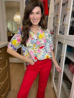 Bring a pop of color and a little whimsy to your closet with the Best and Brightest Floral Top. This easy-fit top showcases a playful floral print, collared neckline, and puffed sleeves. Pair it with your colored denim (or traditional blue denim) for a fun and versatile look. Perfect for teachers and office gals, this every day top is sure to help you stand out from the crowd. Top measures 24" in length. Bust measures 22" from underarm seam to seam. Measurements taken on a small. Fabric has no s Scarf Hat, Puffed Sleeves, Colored Denim, Floral Top, Hat Hairstyles, Workout Tops, Sales Gifts, Puff Sleeve, Floral Tops