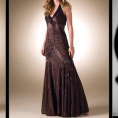 two pictures of women in dresses and one is wearing a dress with sequins