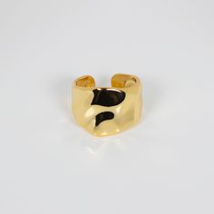 18k heavy gold plated stainless steel Nugget style cuff ring Adjustable size Gold Thick Band Ring Tarnish Resistant, Gold Wide Band Tarnish Resistant Signet Ring, Gold Wide Band Signet Ring, Tarnish Resistant, Gold Wide Band Tarnish-resistant Signet Ring, Gold Tarnish-resistant Wide Band Signet Ring, Modern Gold Plated Wide Band Open Ring, Modern Gold-plated Wide Band Open Ring, Gold Thick Band Ring As Gift, Adjustable Gold Dome Ring