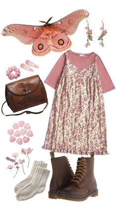 outfit inspo, cottagecore, light academia Fashion Inspo Cottagecore, Floral Cottagecore Outfits, Cottage Casual Outfit, Cute Goblin Core Outfits, Cottage Core Daily Outfits, Light Academia Pink Outfit, Cottagecore Shein Finds, Fairytale Style Outfit, Cottagecore Outfits Pastel