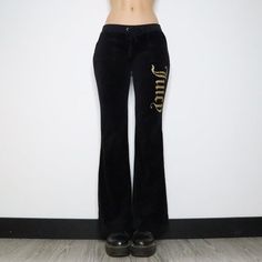 Black Juicy Track Pants (Small) Black Juicy Couture Tracksuit, Brown Flare Pants, Sweet 17, Brown Flares, Juicy Couture Tracksuit, Glitters Skirt, Brown Corduroy Jacket, Pink Cheetah Print