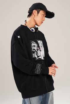 NSTNEW START cotton-blend sweater, rib knit crewneck/hem/cuffs, dropped shoulders, embroidered patches throughout, raw edged graphic and logo patch at front. Composition - 86.7% Cotton, 13.3% Polyester Sizing: US/EU Regular Fit Female Model: 170cm/49kg 5'7/108lbs wearing size L Male Model: 174cm/60kg 5'9/132lbs wearing size L Techwear Long Sleeve Sweatshirt With Ribbed Cuffs, Streetwear Long Sleeve Tops With Embroidered Patch, Embroidered Patch Tops For Streetwear In Fall, Winter Long Sleeve Tops With Embroidered Patch, Long Sleeve Tops With Embroidered Patch For Winter, Embroidered Long Sleeve Winter Tops, Urban Hoodie With Crew Neck And Ribbed Cuffs, Urban Hoodie With Ribbed Cuffs And Crew Neck, Black Sweater With Embroidered Graphics For Streetwear