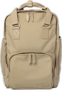 Everyday Khaki Backpack Bag, Beige Rectangular Laptop Bag With Zipper, Everyday Rectangular Backpack With Luggage Sleeve, Casual Beige Travel Bag For School, Brown Square Backpack For Travel, Square Brown Backpack For Travel, Casual Rectangular Leather Backpack For Daily Use, Square Backpack For Daily Use, Rectangular Khaki Backpack For Travel