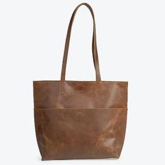 Everyday Leather Tote Brown by JOYN - back view Everyday Tote Bag, Important Documents, Everyday Tote, Block Print, Printed Cotton, Soft Leather, Brown Leather, Grain, Laptop