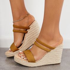 Style:?Daily.Casual.FashionColor: White.Pink.Snake.Black.Brown.LeopardType: Wedge Heel SandalsHeight: Wedge heel about 3.93''Platform Height: about 1.77''Size Fit: True To SizeToe: Open ToeUpper Material: Faux Leather? Strappy Wedge Sandals For Beach, Trendy Strappy Wedge Sandals For Vacation, Beige Strappy Wedge Sandals For Spring, Brown Strappy Wedge Sandals For Beach, Beige Strappy Wedge Sandals For Summer, Casual High Heel Wedge Sandals For Day Out, Brown Wedge Sandals For Spring Outings, Casual Strappy Heels For Vacation, Brown Wedge Heel Sandals For Outings