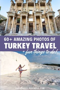 Turkey Landscapes. With Text Reading: The Top Things to Do in Turkey + Turkey Travel Photos. Things To Do In Turkey, Europe Travel Outfits, Romantic Weekend Getaways, Europe Trip Itinerary, Tropical Beaches, Visit Europe, Turkey Travel, Hot Air Balloons, Europe Travel Destinations