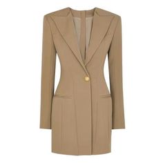 The Burke Blazer Dress With Gold Buttons - Veronica Luxe Button Decorations, Minimal Accessories, Luxury Dresses, Khaki Dress, Edgy Look, A Style, Style Statement, Sky High, Center Stage