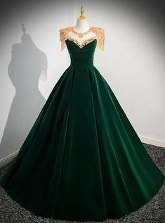 Embellished Velvet Prom Evening Dress, Gold Velvet Evening Dress, Green Velvet Evening Dress For Party, Green Velvet Formal Evening Dress, Elegant Green Velvet Evening Dress, Prom Dress Dark Green, Prom Dress Dark, Velvet Formal Dress, Green Evening Gowns