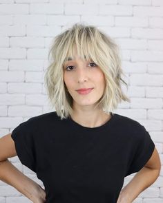 Looking for new haircut ideas for a shaggy bob with bangs? Click here to see the photos before your next salon visit. Shaggy Bob Haircut With Bangs, Shaggy Bob With Bangs, Bangs Haircut Ideas, Choppy Bob With Bangs, Short Shaggy Bob, Bangs Haircut, Shaggy Bob Hairstyles, Shaggy Bob Haircut, Wavy Bob Haircuts