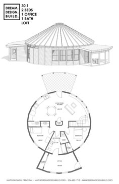 the floor plan for a small round house