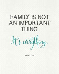 a quote that says, family is not an important thing it's everything