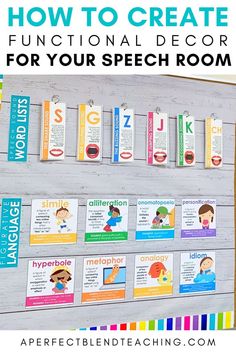 a bulletin board with the words, how to create functional decor for your speech room