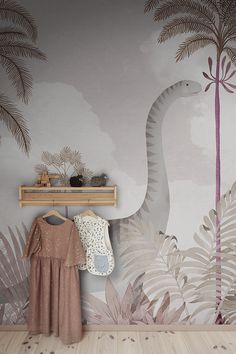 #dinosaurwallpaper #kidsroomdecor #playroomideas #prehistoricworld #watercolorart Fun Wallpaper Ideas, Nursery Mural Ideas, Jungle Wallpaper Kids, Jungle Kids Room, Kids Jungle Room, Gender Neutral Bedrooms, Whimsical Wallpaper, Dinosaur World