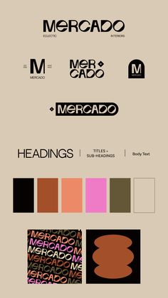 the logo for mercado is shown in different colors