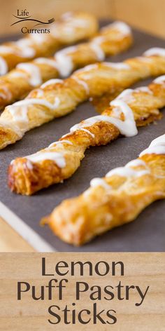 lemon puff pastry sticks on a baking sheet