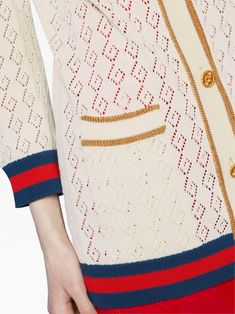 Gucci Sweater, Long Cardigans, Women's Cardigans, Gucci Gifts, Cardigan White, Jacquard Sweater, Chunky Cardigan, Cable Knit Cardigan, Cotton Cardigan