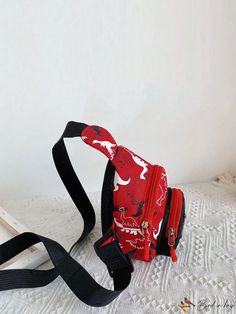 BirdinBag - Adjustable Strap Mini Sling Bag with Cartoon Animal Print Casual Backpack With Animal Design, Casual School Shoulder Bag With Animal Design, Casual Animal Design Shoulder Bag For School, Red Casual Chest Bag For Everyday Use, Casual Red Chest Bag For Everyday Use, Trendy Travel Bags With Animal Design, Animal Design School Backpack, School Satchel Bag With Animal Design, School Satchel With Animal Design