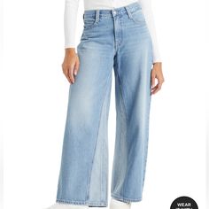 Women's '94 Baggy Spliced Cotton Wide-Leg Jeans Elevate Your Denim Game With These Women's Wide-Leg Jeans From Levi's, An Edgy Pick For Your Modern Closet. Mid-Rise; Wide-Leg Silhouette Five-Pocket Silhouette Front Button And Zipper Closure; Belt Loops Seamed Details At Leg Imported Size & Fit Approx. Inseam: 31" Material & Care 100% Cotton Machine Washable Baggy Wide Leg Jeans, Big Jeans, Fresh Kicks, Levis Women, Levi's Jeans, Levis Jeans, Wide Leg Jeans, Girls Shopping, Denim Pants