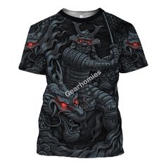 Get your product: Gearhomies Unisex T-Shirt Samurai Dragon 3D Costumes
1. PRODUCT INFORMATION:

Proudly printed in America
5.3 oz, unisex fit
Heavy cotton, classic midweight fabric
Material: 100% cotton | Dark Gray: 50% cotton:50% polyester | Light Gray: 90% cotton:10% polyester
Double-needle stitched neckline, bottom hem, and sleeves
Quarter-turned to eliminate center crease
7/8 inch collar
Tear-away label
Machine-wash safe
Copyrighted artwork
2. SIZE CHART:
3. RETURN:
We will gladly issue you Black Sublimation Crew Neck With Front Print, Black Printed T-shirt For Fan Merchandise, Samurai Dragon, Birthday 27, Dragon 3d, Label Machine, Shirt Collection, Timeless Style, Suits You