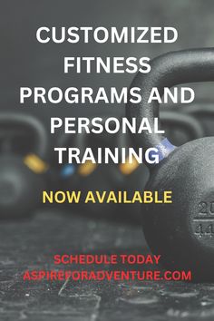 a kettle with the words customized fitness programs and personal training now available