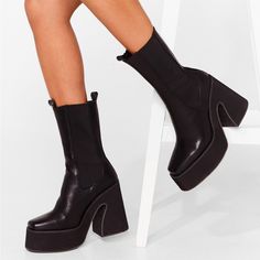 New Nasty Gal Move On Up Chunky Heeled Platform Boots. New Without Box, Never Worn. Us Size 5 So I Think It Would Fit A Us 7 Or 7.5 Best. Obsessed With This Style Just Trying To Downsize. Retails For $88, Sold Out On Website Trendy Wide Calf Platform Boots With Block Heel, Casual Chunky Platform Heeled Boots, Casual Platform Boots With Chunky Block Heel, Chunky Platform Boots For Night Out In Fall, Trendy Wide Calf Platform Boots With Stacked Heel, Chunky Platform Ankle-high Boots For Night Out, Edgy Chunky Platform Heeled Boots With Block Heel, Fall Chunky Platform Heels For Streetwear, Edgy Spring Heeled Boots With Chunky Platform