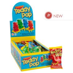 Wholesale Teddy Pop Lollipop Ring 0.53 Oz- Bulk Lollipop Ring, Bear Shape, Point Of Sale, Wild Berry, Fruit Flavored, Lollipop, Yummy Treats