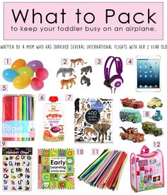 what to pack for your toddler busy on an airplane with free printables