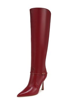 4" heel 14 3/4" shaft; 14" regular calf circumference 14 3/4" shaft; 16" wide calf circumference Side zip closure Leather upper/synthetic lining/rubber sole Imported Dolce Vita Boot, Red Knee High Boots, Dolce Vita Boots, Burgundy Boots, Red Burgundy, Wide Calf, Burgundy Red, Sam Edelman, Knee High Boots